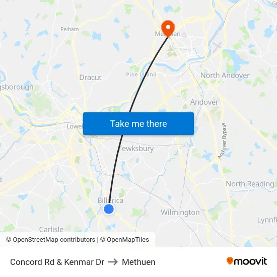 Concord Rd & Kenmar Dr to Methuen map