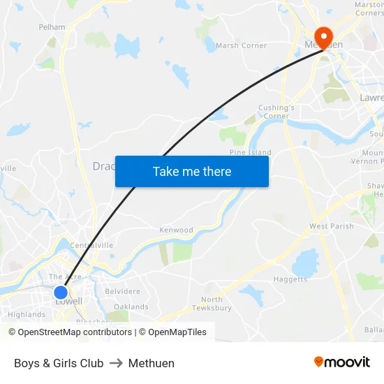 Boys & Girls Club to Methuen map