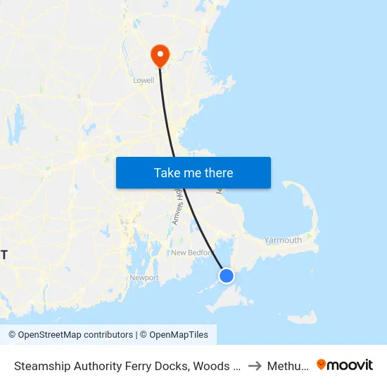 Steamship Authority Ferry Docks, Woods Hole to Methuen map