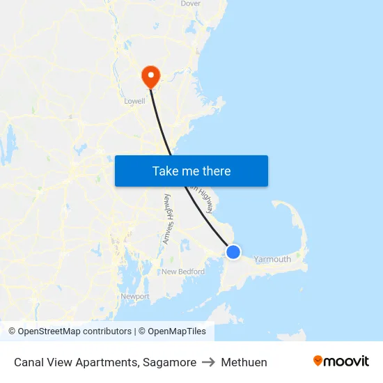 Canal View Apartments, Sagamore to Methuen map