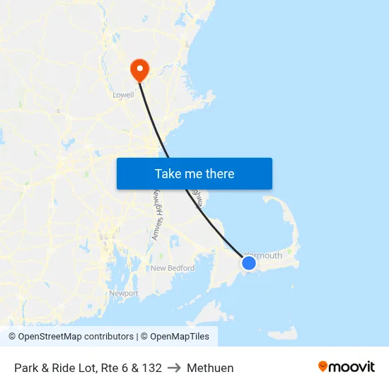 Park & Ride Lot, Rte 6 & 132 to Methuen map