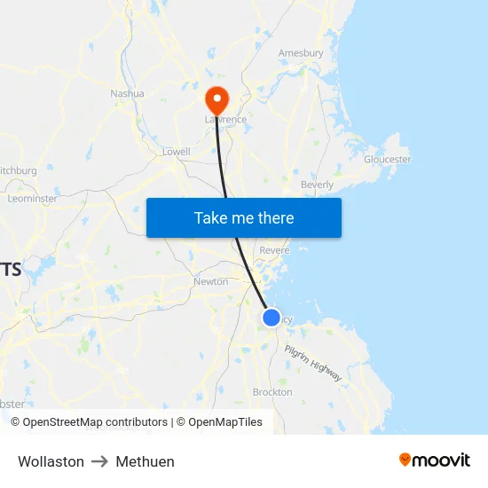 Wollaston to Methuen map