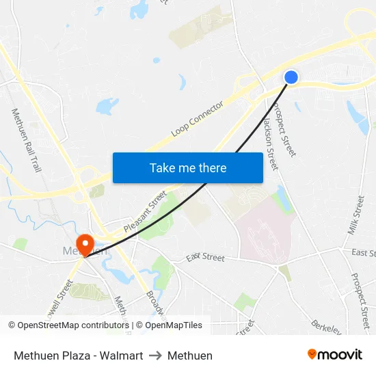 Methuen Plaza - Walmart to Methuen map
