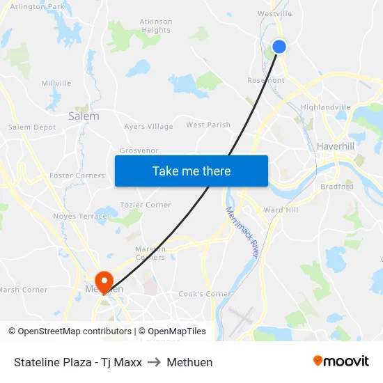 Stateline Plaza - Tj Maxx to Methuen map