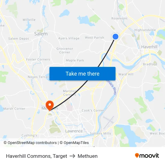 Haverhill Commons, Target to Methuen map