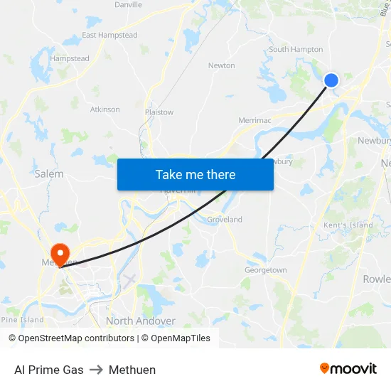 Al Prime Gas to Methuen map
