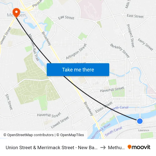 Union Street & Merrimack Street - New Balance to Methuen map