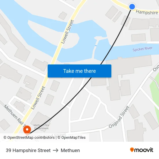 39 Hampshire Street to Methuen map