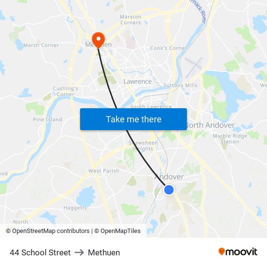 44 School Street to Methuen map