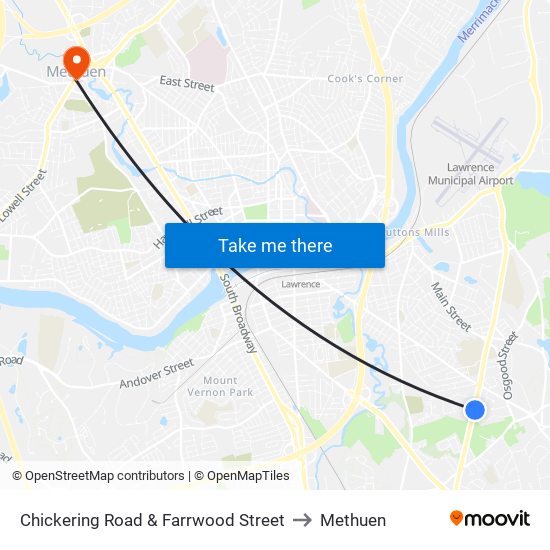 Chickering Road & Farrwood Street to Methuen map