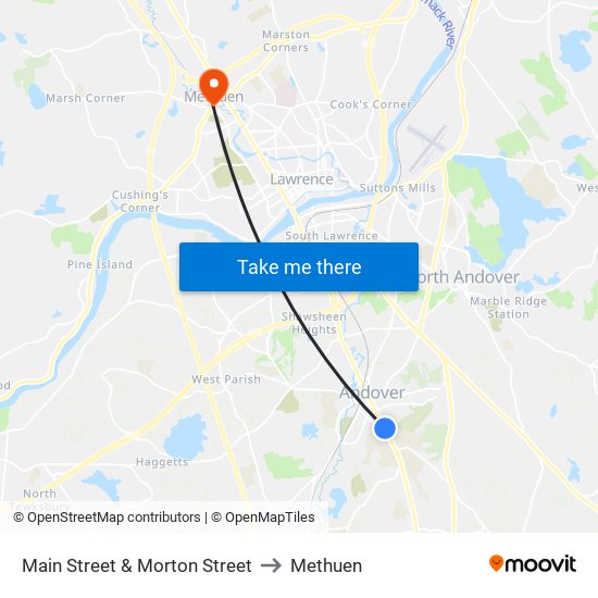 Main Street & Morton Street to Methuen map