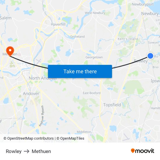 Rowley to Methuen map