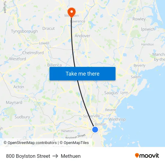 800 Boylston Street to Methuen map