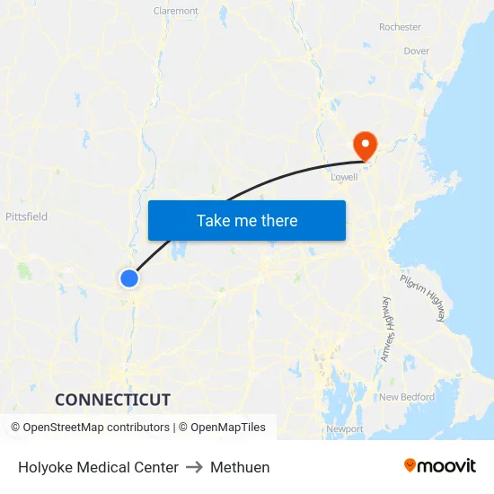 Holyoke Medical Center to Methuen map