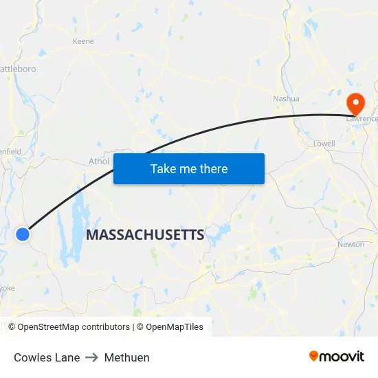 Cowles Lane to Methuen map