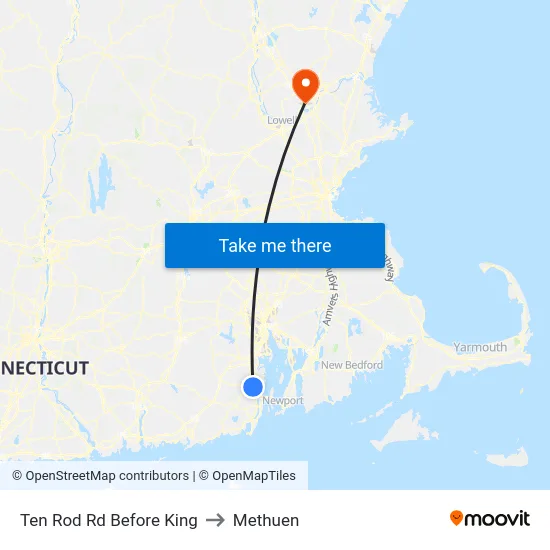 Ten Rod Rd Before King to Methuen map