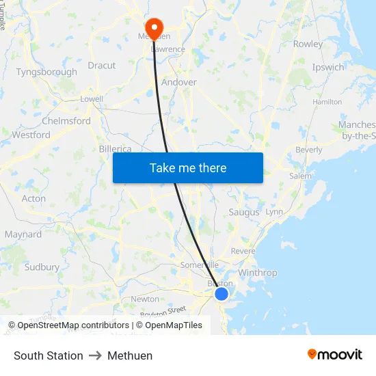 South Station to Methuen map