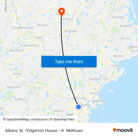 Albany St. /Edgerton House to Methuen map