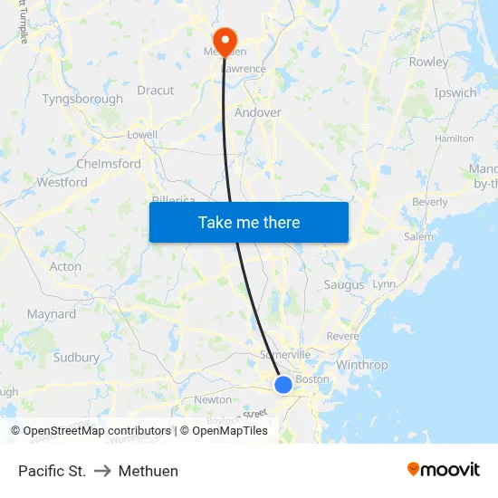 Pacific St. to Methuen map