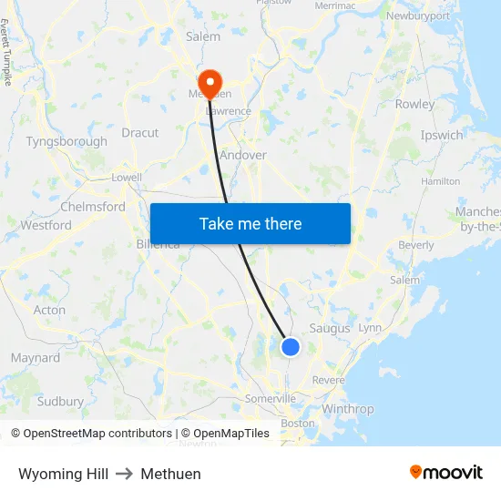 Wyoming Hill to Methuen map
