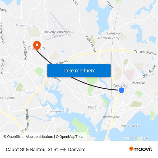 Cabot St & Rantoul St St to Danvers map