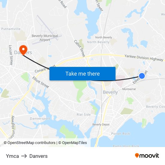 Ymca to Danvers map