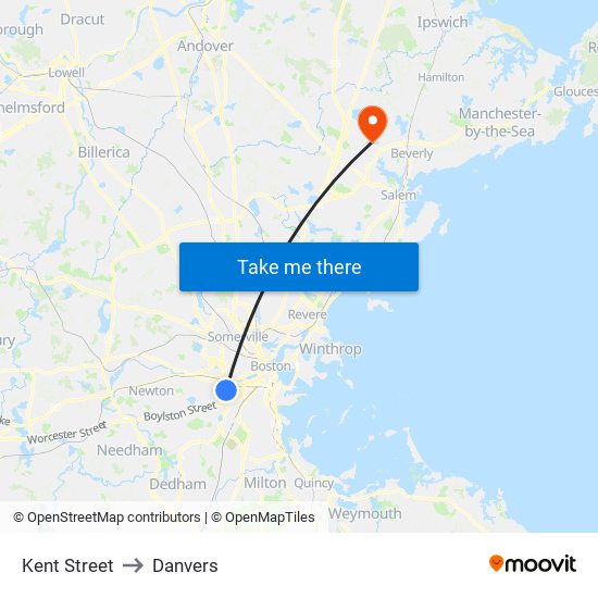 Kent Street to Danvers map