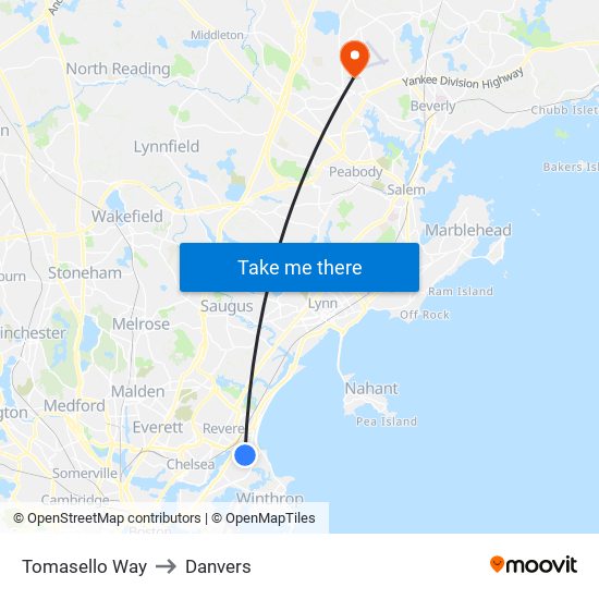 Tomasello Way to Danvers map