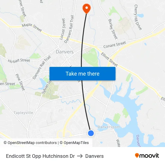 Endicott St Opp Hutchinson Dr to Danvers map