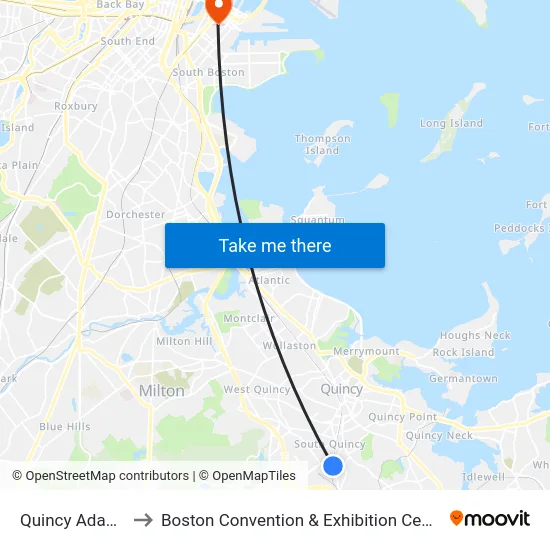 Quincy Adams to Boston Convention & Exhibition Center map