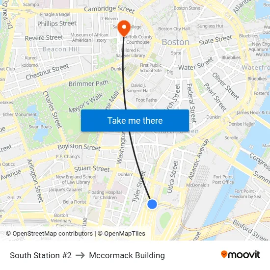 South Station #2 to Mccormack Building map