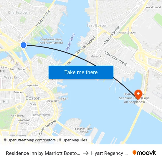 Residence Inn by Marriott Boston Harbor on Tudor Wharf to Hyatt Regency Boston Harbor map