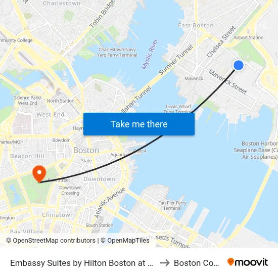 Embassy Suites by Hilton Boston at Logan Airport to Boston Common map