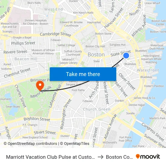 Marriott Vacation Club Pulse at Custom House, Boston to Boston Common map