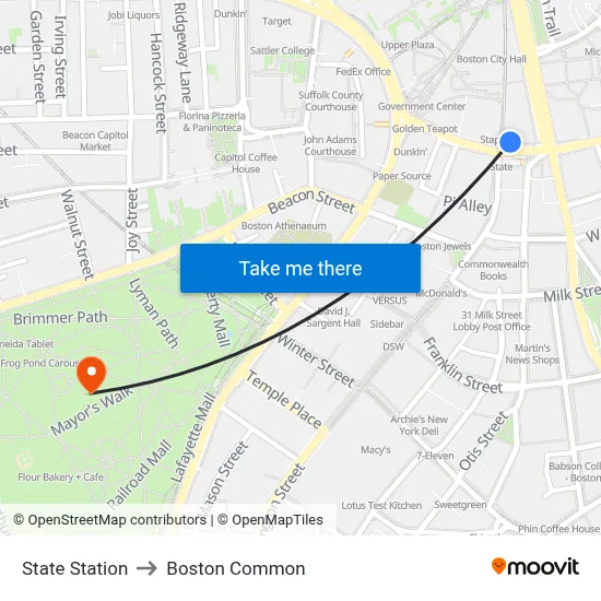 State Station to Boston Common map