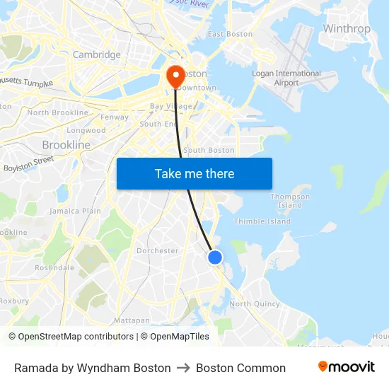 Ramada by Wyndham Boston to Boston Common map