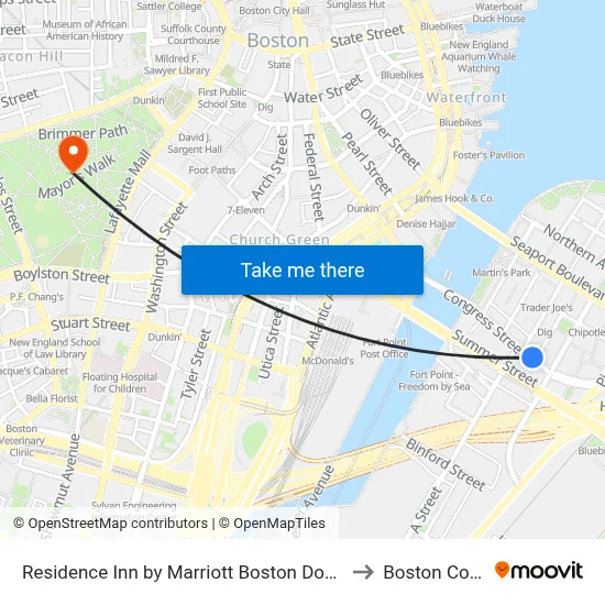 Residence Inn by Marriott Boston Downtown Seaport to Boston Common map
