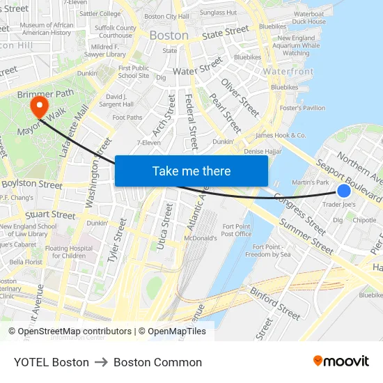 YOTEL Boston to Boston Common map