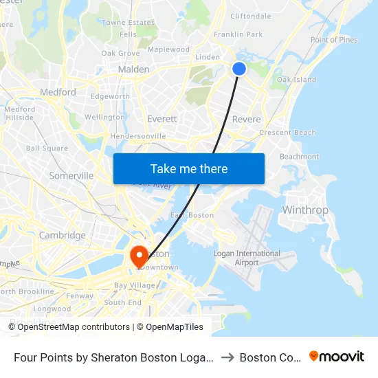 Four Points by Sheraton Boston Logan Airport Revere to Boston Common map