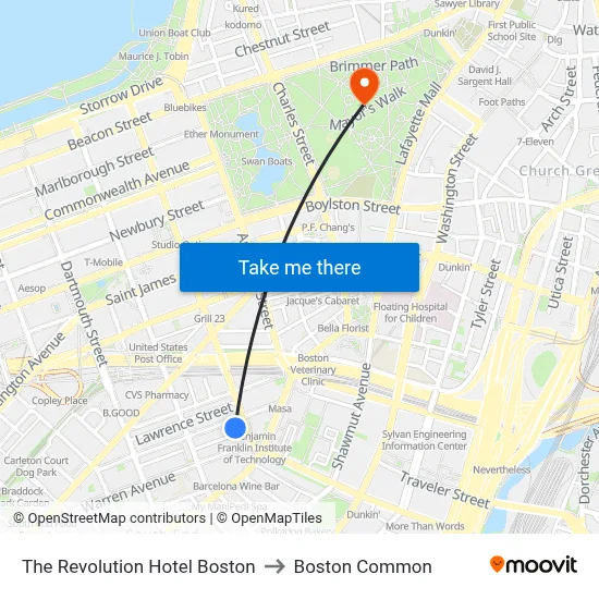 The Revolution Hotel Boston to Boston Common map