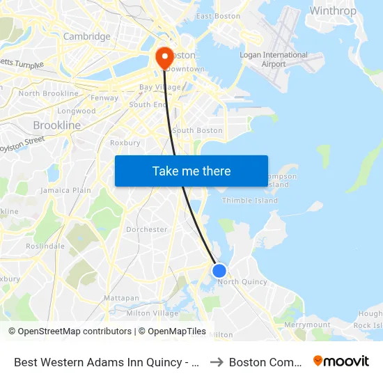 Best Western Adams Inn Quincy - Boston to Boston Common map