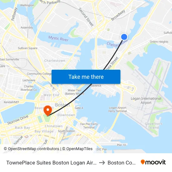 TownePlace Suites Boston Logan Airport/Chelsea to Boston Common map