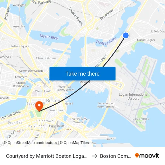 Courtyard by Marriott Boston Logan Airport to Boston Common map