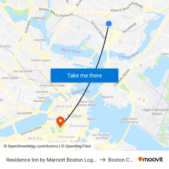 Residence Inn by Marriott Boston Logan Airport Chelsea to Boston Common map