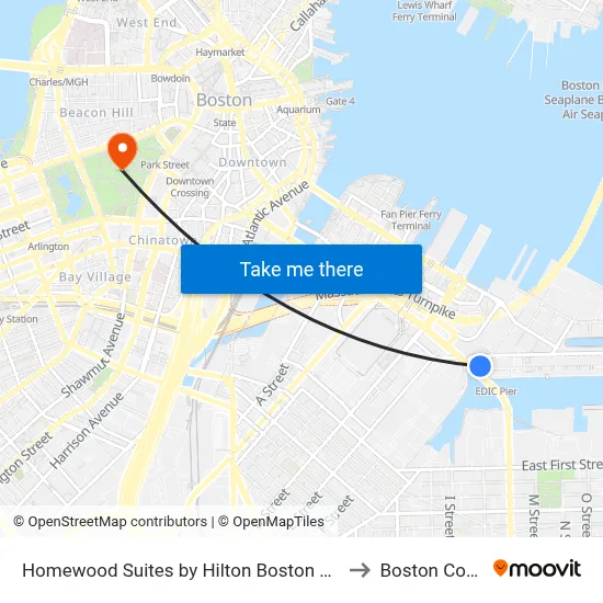 Homewood Suites by Hilton Boston Seaport District to Boston Common map