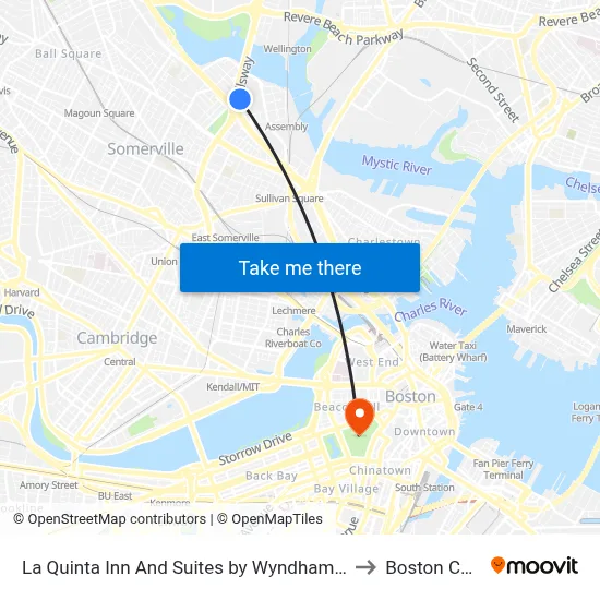La Quinta Inn And Suites by Wyndham Boston Somerville to Boston Common map