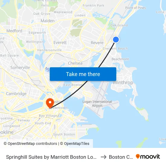 Springhill Suites by Marriott Boston Logan Airport Revere Beach to Boston Common map