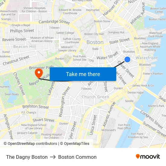 The Dagny Boston to Boston Common map