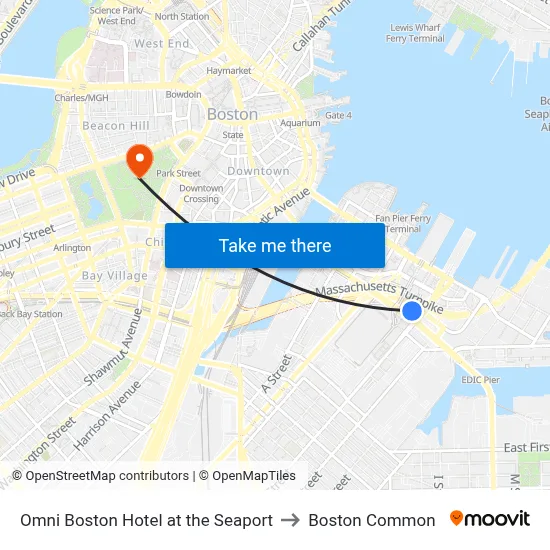 Omni Boston Hotel at the Seaport to Boston Common map
