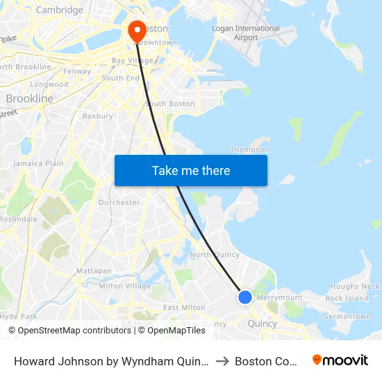 Howard Johnson by Wyndham Quincy/Boston to Boston Common map